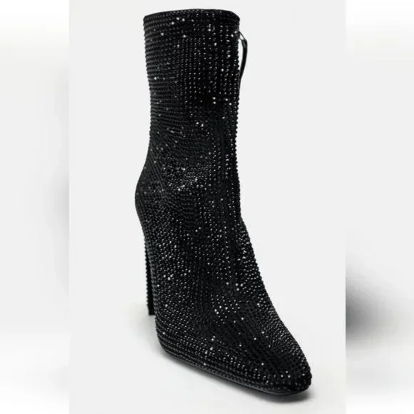 ZARA RHINESTONE HEELED ANKLE BOOTS - Picture 9 of 14
